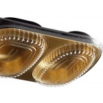 Choice Heavy Duty Smoothwall 2-Compartment Black and Gold Oblong Foil Take Out Pan with Dome Lid 29 oz. - 100/Case