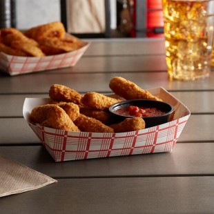 #250 2.5 lb. Red Plaid Paper Food Tray - 250/Pack #250 2.5 lb. Red Plaid Paper Food Tray - 250/Pack