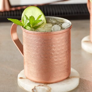 Acopa Alchemy 14 oz. Straight Sided Hammered Copper Moscow Mule Mug - Sample