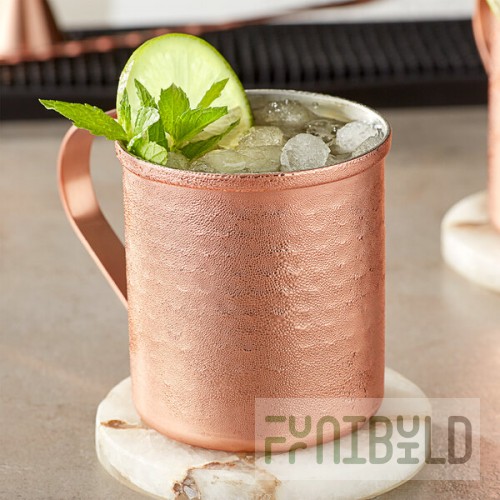 Acopa Alchemy 14 oz. Straight Sided Hammered Copper Moscow Mule Mug - Sample