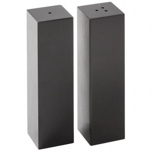 American Metalcraft SPDB33 2 oz. Black Stainless Steel Rectangular Salt and Pepper Shaker Set - 12/Case