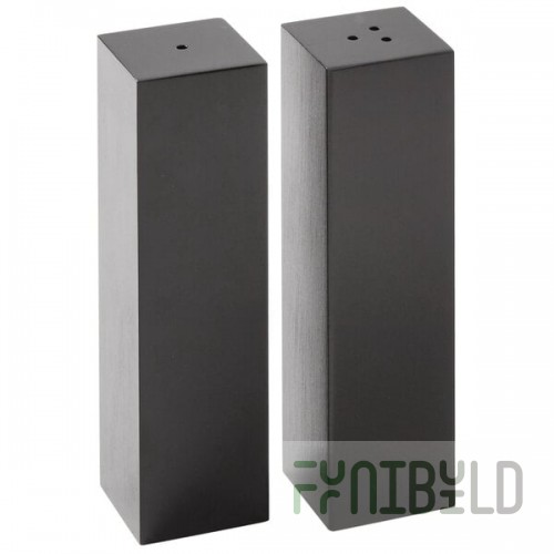 American Metalcraft SPDB33 2 oz. Black Stainless Steel Rectangular Salt and Pepper Shaker Set - 12/Case