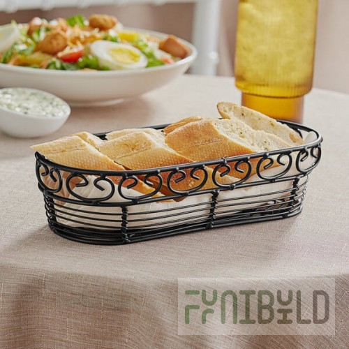 TableCraft BK21709 Mediterranean Oblong Black Metal Basket - 9