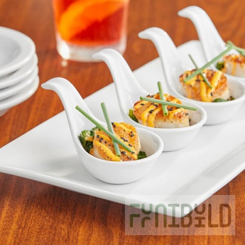 Acopa 1 oz. Bright White Porcelain Appetizer / Tasting Spoon - 72/Case
