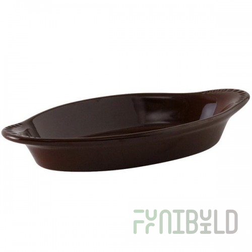 Tuxton DMN-120 Mahogany 12 oz. Oval China Welsh Rarebit - 12/Case
