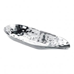 WNK from Steelite International 32 oz. Oblong Stainless Steel Bowl with Hammered Finish