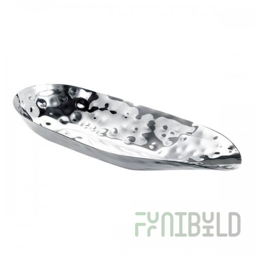 WNK from Steelite International 32 oz. Oblong Stainless Steel Bowl with Hammered Finish