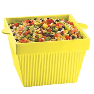 TableCraft CW1490Y 6.5 Qt. Yellow Cast Aluminum Square Condiment Bowl TableCraft CW1490Y 6.5 Qt. Yellow Cast Aluminum Square Condiment Bowl