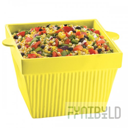 TableCraft CW1490Y 6.5 Qt. Yellow Cast Aluminum Square Condiment Bowl