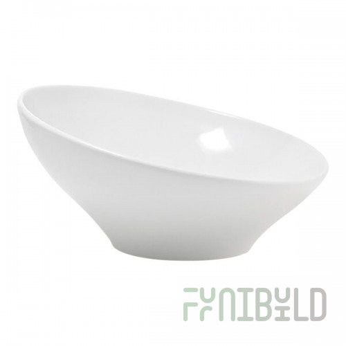Front of the House 62 oz. Porcelain Round Slanted Bowl - 2/Case