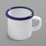 American Metalcraft EWB10 32 oz. White Rolled Rim Rectangular Bowl with Blue Rim American Metalcraft EWB10 32 oz. White Rolled Rim Rectangular Bowl with Blue Rim