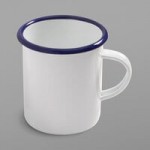 American Metalcraft EWB10 32 oz. White Rolled Rim Rectangular Bowl with Blue Rim American Metalcraft EWB10 32 oz. White Rolled Rim Rectangular Bowl with Blue Rim