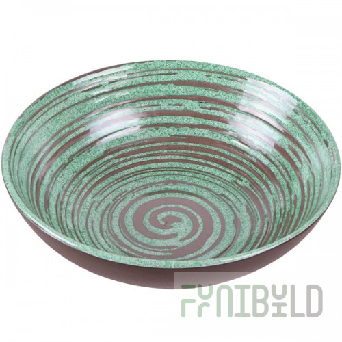 Elite Global Solutions Stardust 40 oz. Deep Glossy / Matte Green Swirl Melamine Bowl - 6/Case