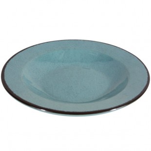 Elite Global Solutions DB878M Mojave Vintage California 12 oz. Cameo Blue Round Crackle Pasta / Soup Bowl - 6/Case