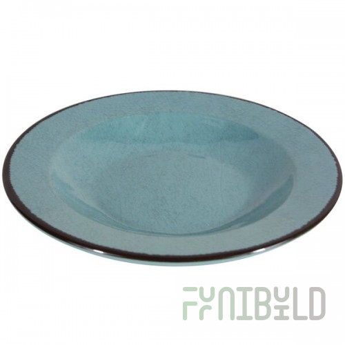 Elite Global Solutions DB878M Mojave Vintage California 12 oz. Cameo Blue Round Crackle Pasta / Soup Bowl - 6/Case