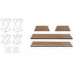 Front of the House Twist 10-Piece White Stainless Steel Riser Set with Black Bamboo Buffet Boards Front of the House Twist 10-Piece White Stainless Steel Riser Set with Black Bamboo Buffet Boards
