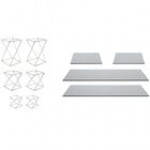 Front of the House Twist 10-Piece White Stainless Steel Riser Set with Black Bamboo Buffet Boards Front of the House Twist 10-Piece White Stainless Steel Riser Set with Black Bamboo Buffet Boards