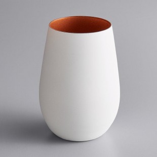 Stolzle Glisten from Global Tableware Collective 16.5 oz. Matte White/Copper Stemless Wine Glass / Tumbler - 6/Case