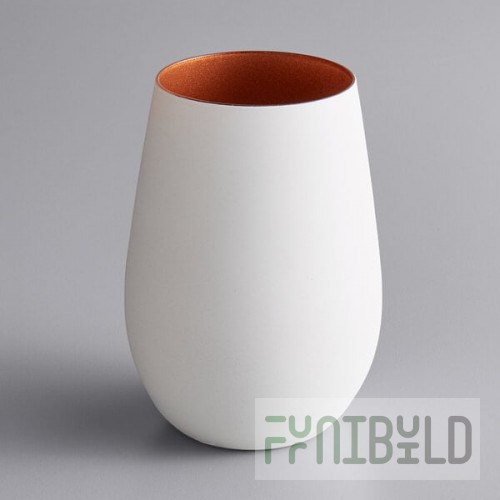 Stolzle Glisten from Global Tableware Collective 16.5 oz. Matte White/Copper Stemless Wine Glass / Tumbler - 6/Case