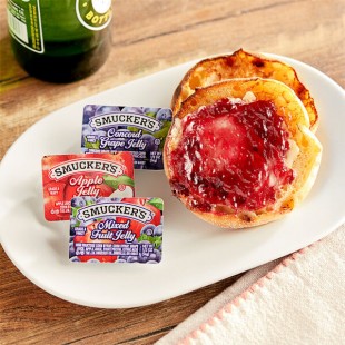 Smucker's Concord Grape, Mixed Fruit, and Apple Jelly 0.5 oz. Portion Cups - 200/Case Smucker's Concord Grape, Mixed Fruit, and Apple Jelly 0.5 oz. Portion Cups - 200/Case
