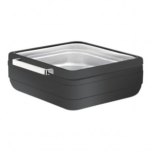 Smart Buffet Ware T-Collection by Front of the House 5.75 Qt. Matte Black Stainless Steel Square Induction Chafer with Food Pan BCH018BKS18 Smart Buffet Ware T-Collection by Front of the House 5.75 Qt. Matte Black Stainless Steel Square Induction Chafer with Food Pan BCH018BKS18