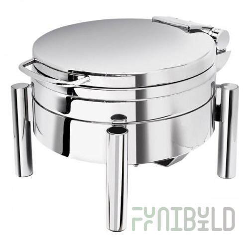 Eastern Tabletop 3979S Jazz Swing 4 Qt. Stainless Steel Round Chafer with Pillar'd Stand and Hinged Dome Cover