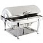 Bon Chef 19040CH Elite Rectangle 8 Qt. Dripless Stainless Steel with Chrome Accents Roll Top Chafer with Roman Legs