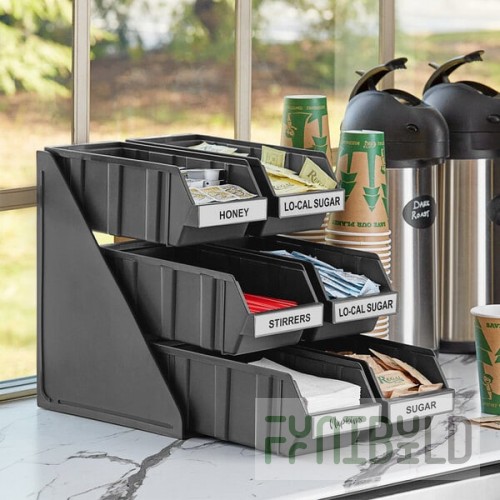 Choice Black 3-Tier Self-Serve Organizer Set with 6 Bins and 2 Label Sheets