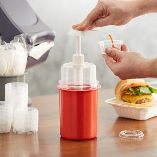 Steril-Sil 30 oz. Red Condiment Dispenser Kit with 1 oz. Pump and Dome Top Lid Steril-Sil 30 oz. Red Condiment Dispenser Kit with 1 oz. Pump and Dome Top Lid