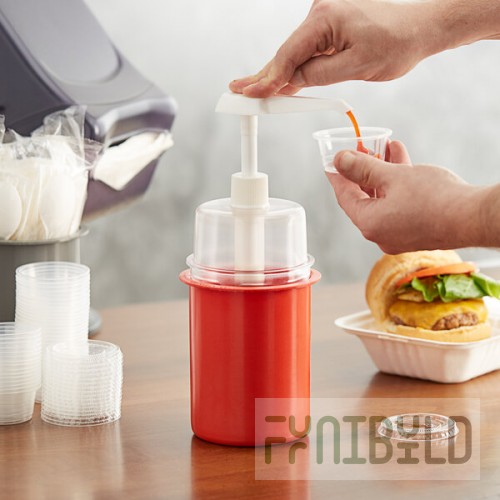 Steril-Sil 30 oz. Red Condiment Dispenser Kit with 1 oz. Pump and Dome Top Lid