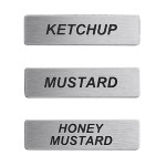 ServSense Magnetic Stainless Steel Condiment Labels for Self Service Station Organizers - 17/Pack ServSense Magnetic Stainless Steel Condiment Labels for Self Service Station Organizers - 17/Pack