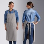 Acopa Ashville Steel Linen Adjustable Bib Apron with 3 Pockets - 34