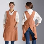 Acopa Ashville Steel Linen Adjustable Bib Apron with 3 Pockets - 34