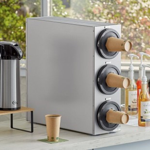 KleanTake by ServSense Stainless Steel Countertop 8-44 oz. Cup Dispenser Cabinet - 3 Slots KleanTake by ServSense Stainless Steel Countertop 8-44 oz. Cup Dispenser Cabinet - 3 Slots
