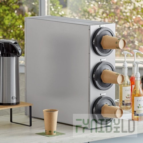 KleanTake by ServSense Stainless Steel Countertop 8-44 oz. Cup Dispenser Cabinet - 3 Slots