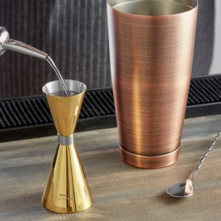 Barfly® M37090GD 1 oz. & 2 oz. Gold-Plated Slim Style Jigger Barfly® M37090GD 1 oz. & 2 oz. Gold-Plated Slim Style Jigger