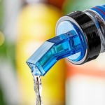 Choice Blue Screened Liquor Pourer with Black Collar - 12/Pack Choice Blue Screened Liquor Pourer with Black Collar - 12/Pack
