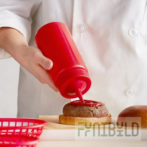 Vollrath 4916-02 Traex® 16 oz. Red Single Tip Wide Mouth Squeeze Bottle