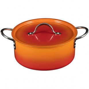 Bon Chef Country French X 4.3 Qt. Ombre Tangerine Sauce Pot with Cover 73302-OM-T Bon Chef Country French X 4.3 Qt. Ombre Tangerine Sauce Pot with Cover 73302-OM-T