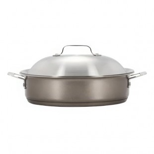 Bon Chef 60001TAUPE Cucina 4 Qt. Taupe Stainless Steel Round Induction Saute Pan with Lid