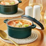 Valor 16 oz. Bistro Green Enameled Mini Cast Iron Pot with Cover