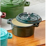 Valor 16 oz. Bistro Green Enameled Mini Cast Iron Pot with Cover
