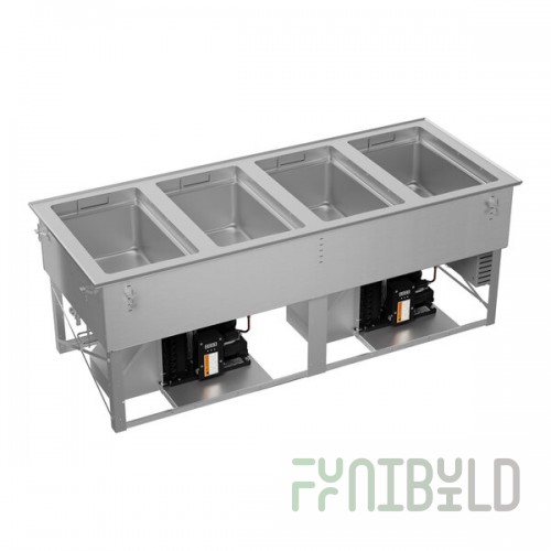 Vollrath FC-HCF-04208-AD Four Well Modular Drop-In Hot / Cold / Freeze Food Well with Auto Manifold Drain - 120/208-240V
