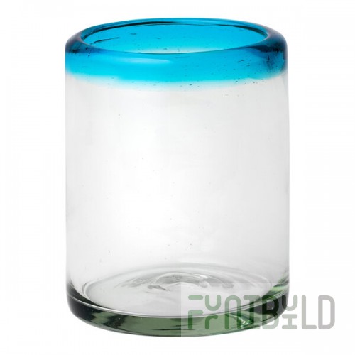 10 Strawberry Street Aqua Rim 12 oz. Rocks / Double Old Fashioned Glass - 6/Case