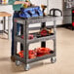 Rubbermaid® BRUTE Black Small Flat 3-Shelf Utility Cart with Ergonomic Handle 2203280