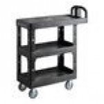Rubbermaid® BRUTE Black Small Flat 3-Shelf Utility Cart with Ergonomic Handle 2203280