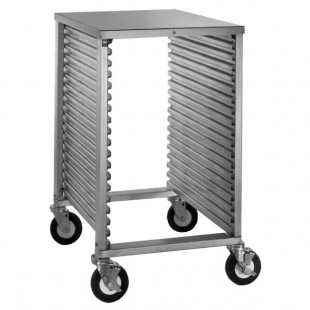 Cres Cor 280-1818A 18 Pan End Load Half Height Aluminum Bun / Sheet Pan Rack / Mobile Work Station with Corrugated Sidewalls and Stainless Steel Top - Assembled Cres Cor 280-1818A 18 Pan End Load Half Height Aluminum Bun / Sheet Pan Rack / Mobile Work Station with Corrugated Sidewalls and Stainless Steel Top - Assembled