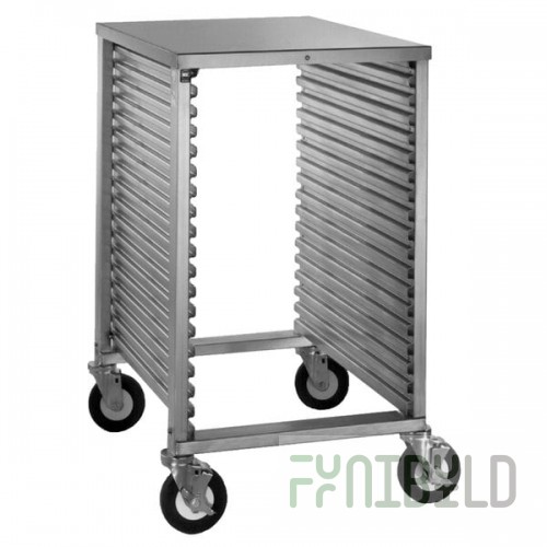 Cres Cor 280-1818A 18 Pan End Load Half Height Aluminum Bun / Sheet Pan Rack / Mobile Work Station with Corrugated Sidewalls and Stainless Steel Top - Assembled