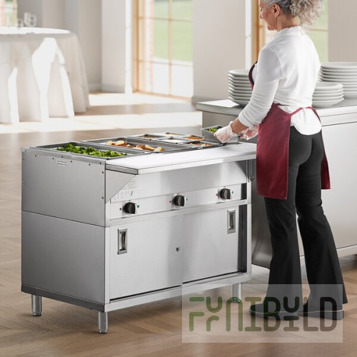 ServIt Three Pan Open Well Electric Steam Table with Fully Enclosed Base - 120V, 1,500W