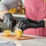Noble Powder-Free Disposable Black Hybrid 3.5 Mil Thick Gloves - Extra Large - 1,000/Case